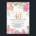 Invitation Floral Surprise 40e anniversaire Parties scintilla<br><div class="desc">Floral Surprise 40th Birthday Invitation for Women. Aquarelle Fleurie Botanique. Parties scintillant or. Pies Roses Fleurs Florales. Anniversaire adulte. Pour plus de personnalisation,  cliquez sur le bouton "Customiser" et utilisez notre outil de conception pour modifier ce modèle.</div>