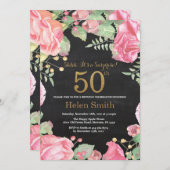 Invitation Floral Surprise 50e anniversaire Parties scintilla (Devant / Derrière)