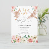 Invitation Floral Swan Princess Baby Shower (Debout devant)