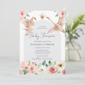 Invitation Floral Swan Princess Baby Shower (Debout devant)