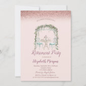 Invitation Floral Tea Cup Rose Gold Bokeh Retraite (Devant)