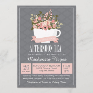 Invitation Floral Teacup Afternoon Tea Baby ou Fête des marié