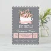 Invitation Floral Teacup Baby Sprinkle, Tea Party (Debout devant)