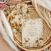 Invitation Floral Teddy Bear C’est un Baby shower féminin