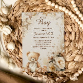 Invitation Floral Teddy Bear C’est un Baby shower pour garçon