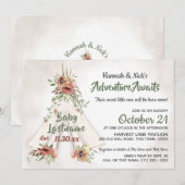 Invitation Floral Teepee Boho Adventure Await Baby shower I (Devant / Derrière)