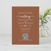 Invitation Floral Terracotta Monogramme Photo QR Code Mariage (Debout devant)
