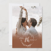 Invitation Floral Terracotta Monogramme Photo QR Code Mariage (Dos)