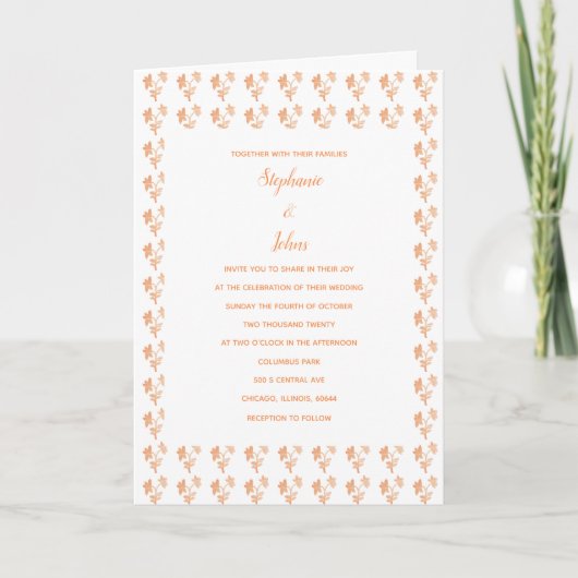 Invitation Floral Terracotta Motif Simple Boho Chic Mariage (Devant)