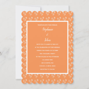 Invitation Floral Terracotta Orange Motif Mariage coloré