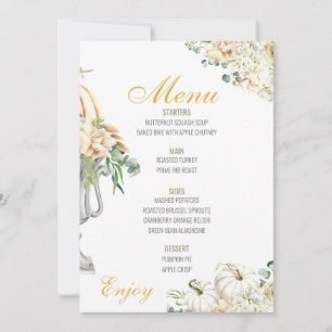 Invitation Floral Thanksgiving Diner Menu Mariage Menu