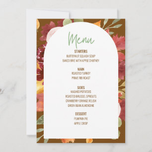 Invitation Floral Thanksgiving Diner Menu Mariage Menu