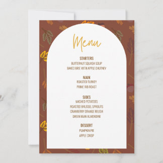 Invitation Floral Thanksgiving Diner Menu Mariage Menu