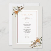 Invitation Floral Thanksgiving Diner Menu Modèle imprimable (Devant)
