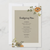 Invitation Floral Thanksgiving Diner Menu Modèle imprimable (Devant)