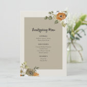 Invitation Floral Thanksgiving Diner Menu Modèle imprimable (Debout devant)
