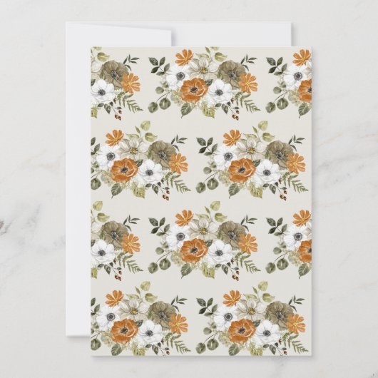 Invitation Floral Thanksgiving Diner Menu Modèle imprimable (Dos)