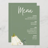 Invitation Floral Thanksgiving Diner Menu Sage Green (Devant / Derrière)