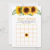 Invitation Floral tournesol Rustique Baby shower Jeu de Bingo (Devant)