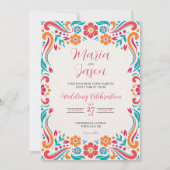 Invitation Floral traditionnel mexicain Mariage d'art populai (Devant)