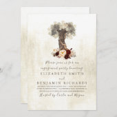 Invitation Floral Tree Rustic Engagement Party (Devant / Derrière)