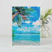 Invitation Floral Tropical Beach Mariage d'été (Debout devant)