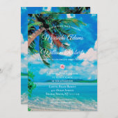 Invitation Floral Tropical Beach Mariage d'été (Devant / Derrière)