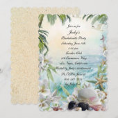 Invitation Floral Tropical Beach Wedding Bachelorette Party (Devant / Derrière)