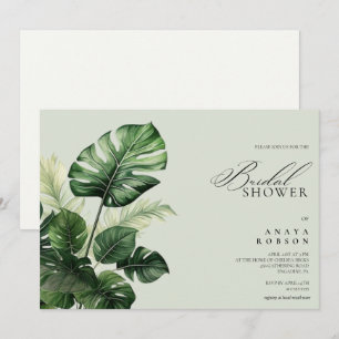 Invitation Floral tropical coloré Douche nuptiale verte