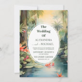 Invitation Floral tropical coloré | Mariage vert (Devant)