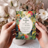 Invitation Floral tropical coloré | Mariage vert