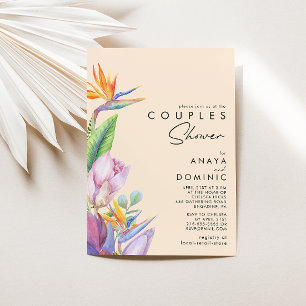 Invitation Floral tropical coloré Pomper Couples Douche
