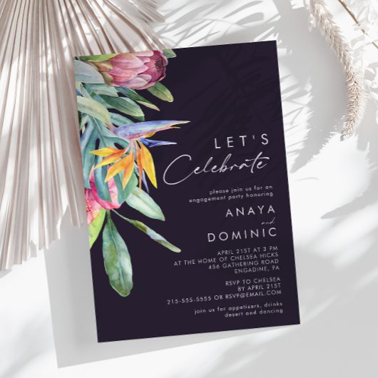 Invitation Floral tropical coloré | Purple Fêtons