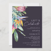 Invitation Floral tropical coloré | Purple Fêtons (Devant)