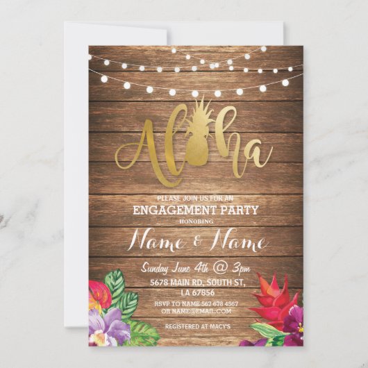 Invitation floral tropical de partie de (Devant)