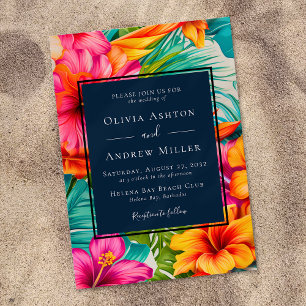 Invitation Floral Tropical Destination Beach Mariage