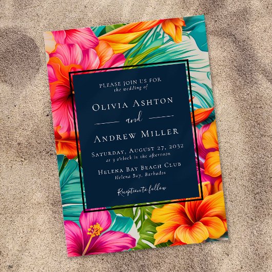 Invitation Floral Tropical Destination Beach Mariage
