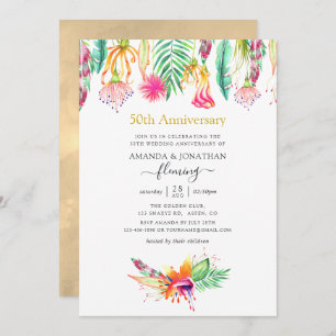 Invitation Floral Tropical Été 50e anniversaire Mariage