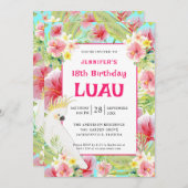 Invitation Floral tropical Hawaiian Anniversaire Luau (Devant / Derrière)
