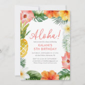 Invitation Floral Tropical Luau Anniversaire (Devant)