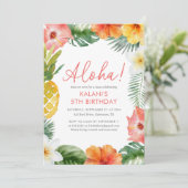 Invitation Floral Tropical Luau Anniversaire (Debout devant)
