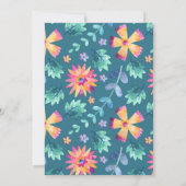 Invitation Floral Turquoise Coral rose Fleurs Baby shower (Dos)