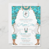Invitation Floral Turquoise Ouest Charro Ranch Quinceañera (Devant)