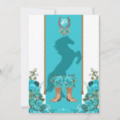 Invitation Floral Turquoise Ouest Charro Ranch Quinceañera (Dos)