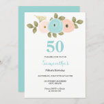 Invitation Floral Turquoise & Peach 50th Birthday Party Invit<br><div class="desc">Floral Turquoise & Peach 50th Birthday Party Invitation

Collection correspondante dans Niche et Nest store.

Nous avons utilisé des oeuvres d'art de : Freshmint Paperiehttps://www.etsy.com/shop/FreshmintPaperie</div>