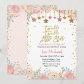 Invitation Floral Twinkle Twinkle Little Star Baby shower (Devant / Derrière)