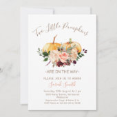 Invitation Floral Twins Deux Petits Baby showers Citrouille (Devant)