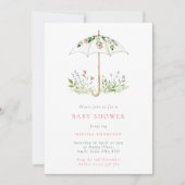 Invitation Floral Umbrella Spring Baby Shower (Devant)