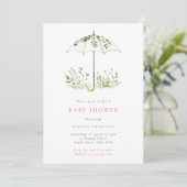 Invitation Floral Umbrella Spring Baby Shower (Debout devant)
