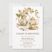 Invitation Floral Un bébé brasse du Baby shower (Devant)